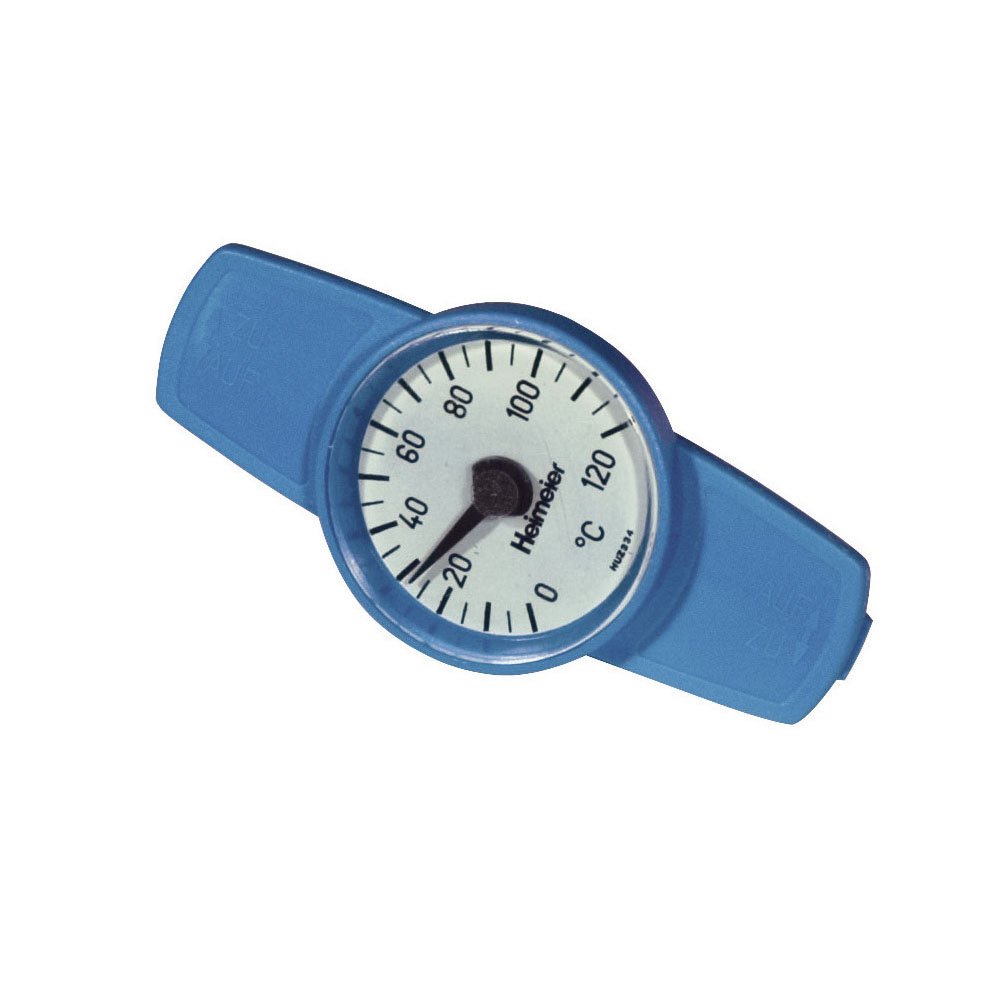 Термометр Heimeier для шаровых кранов GLOBO, диапазон 0-120 °С, DN10-32, синий, размер 10-32
