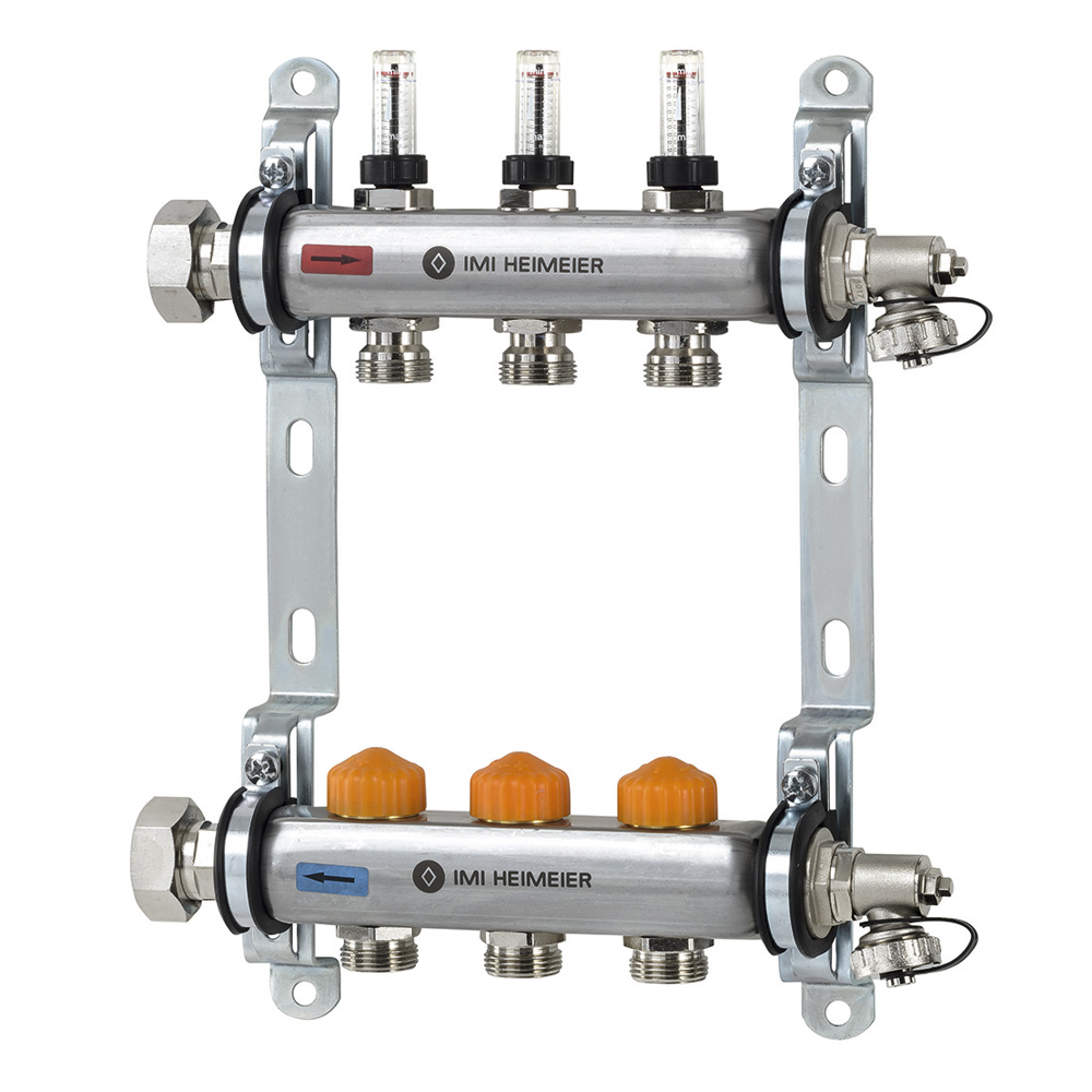 Коллектор распределительный Heimeier Dynacon Eclipse с регуляторами расхода, 3 контура, размер M30x1.5