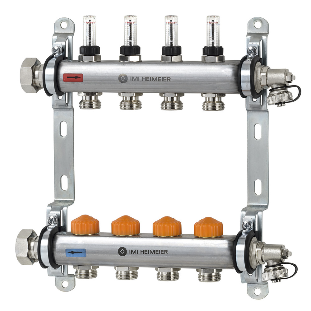 Коллектор распределительный Heimeier Dynacon Eclipse с регуляторами расхода, 4 контура, размер M30x1.5
