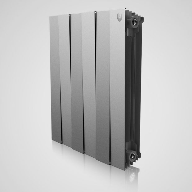Секционный биметаллический радиатор Royal Thermo Piano Forte 500, Silver Satin, количество секций 1