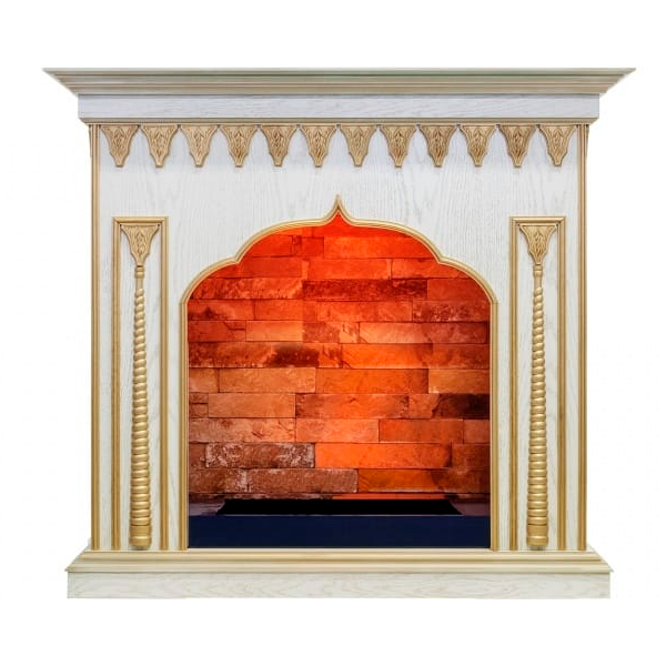 Деревянный портал Dimplex Abu-Dabi 982х1090х405 - Белый дуб, патина золото
