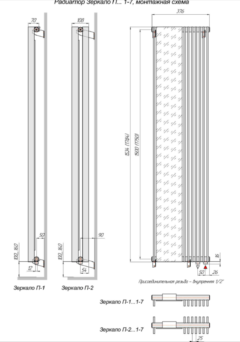 Радиаторы Зеркало Параллели (модель Зеркало П)