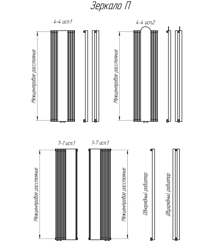 Радиаторы Зеркало Параллели (модель Зеркало П)